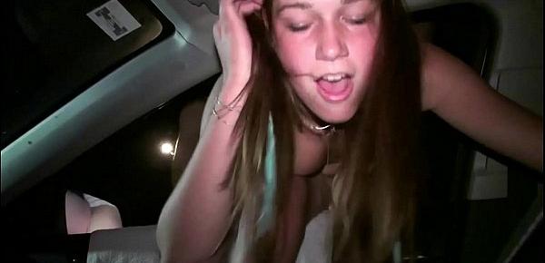  Hot blonde teen girl Alexis Crystal stuck her ass through car window for anyone